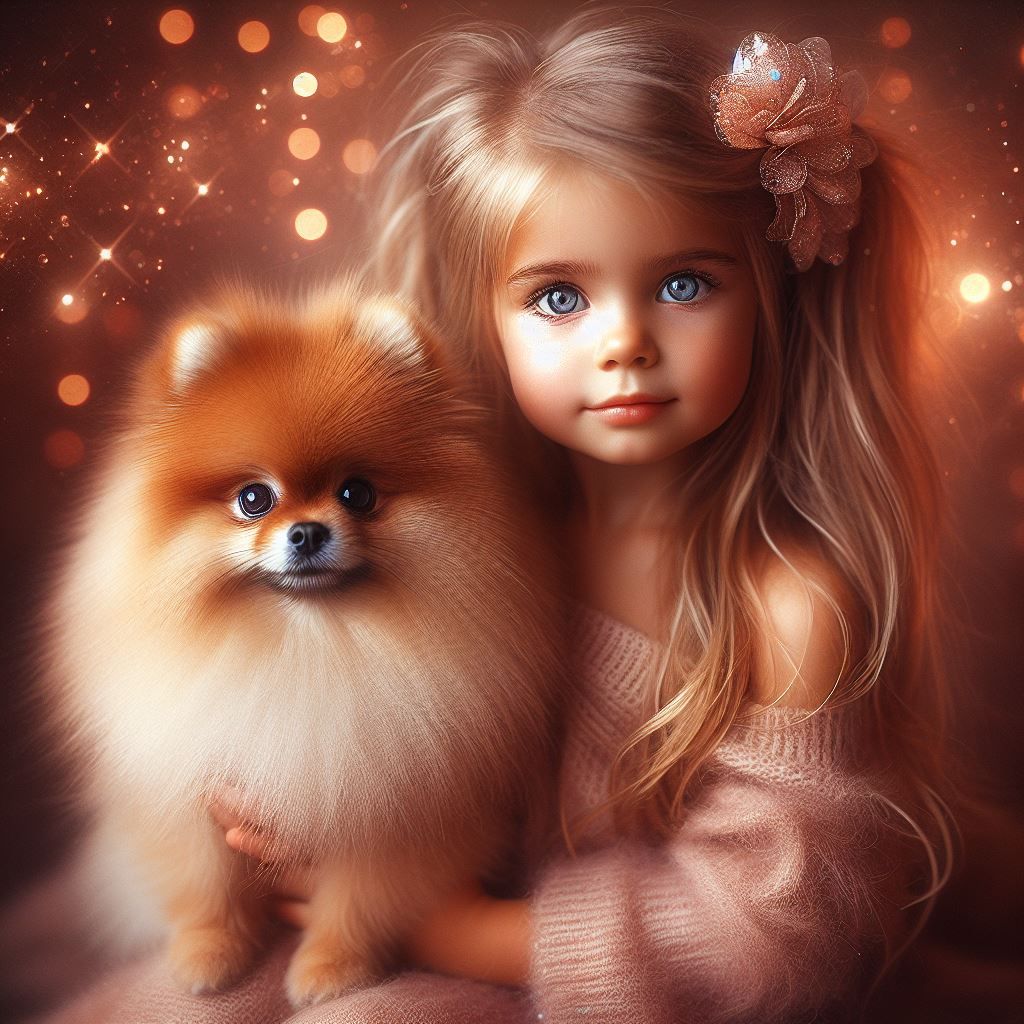 Girl & Pomeranianin 