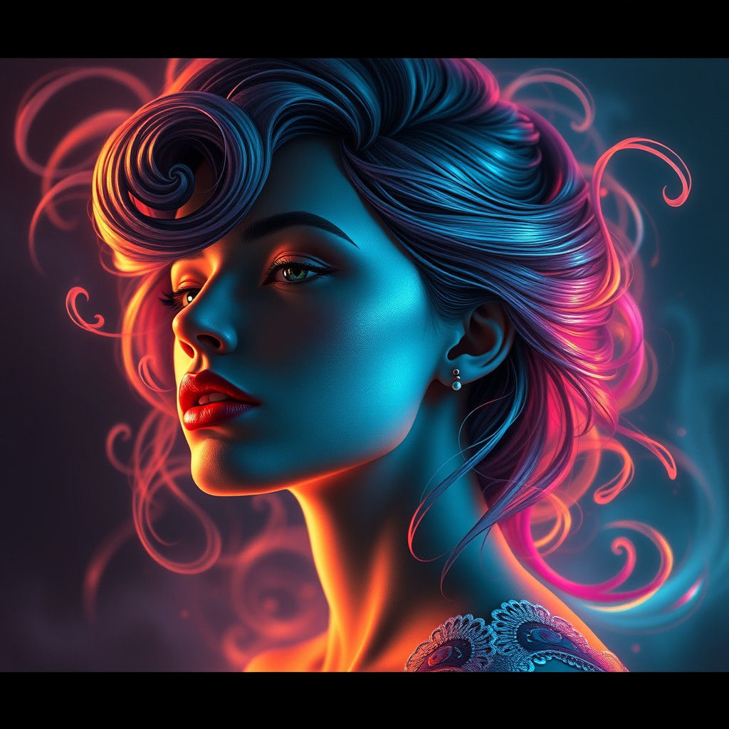 Dreamy Portrait with Dynamic Lighting in Splash Art Style