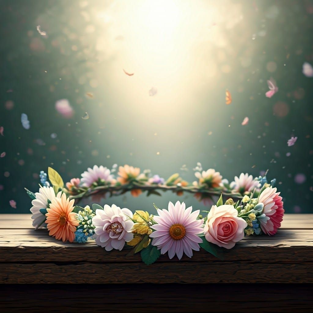 A whimsical floral crown made of delicate blooms, perfect for a fairytale-inspired scene ethereal fantasy ...  by @Queen_Asha