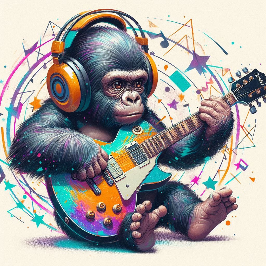 Baby Gorilla learning to rock out!