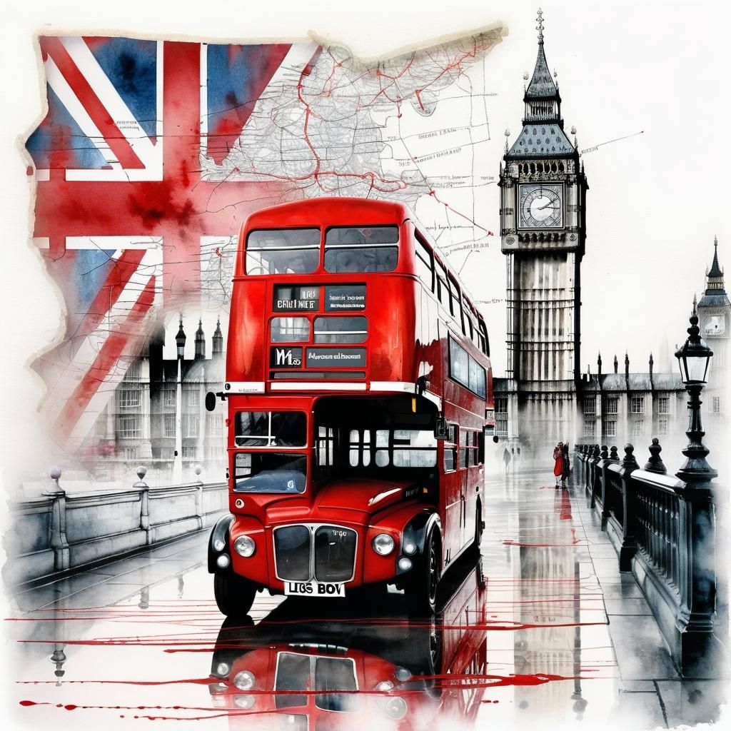 Great Britain, London red bus in front of Big Ben