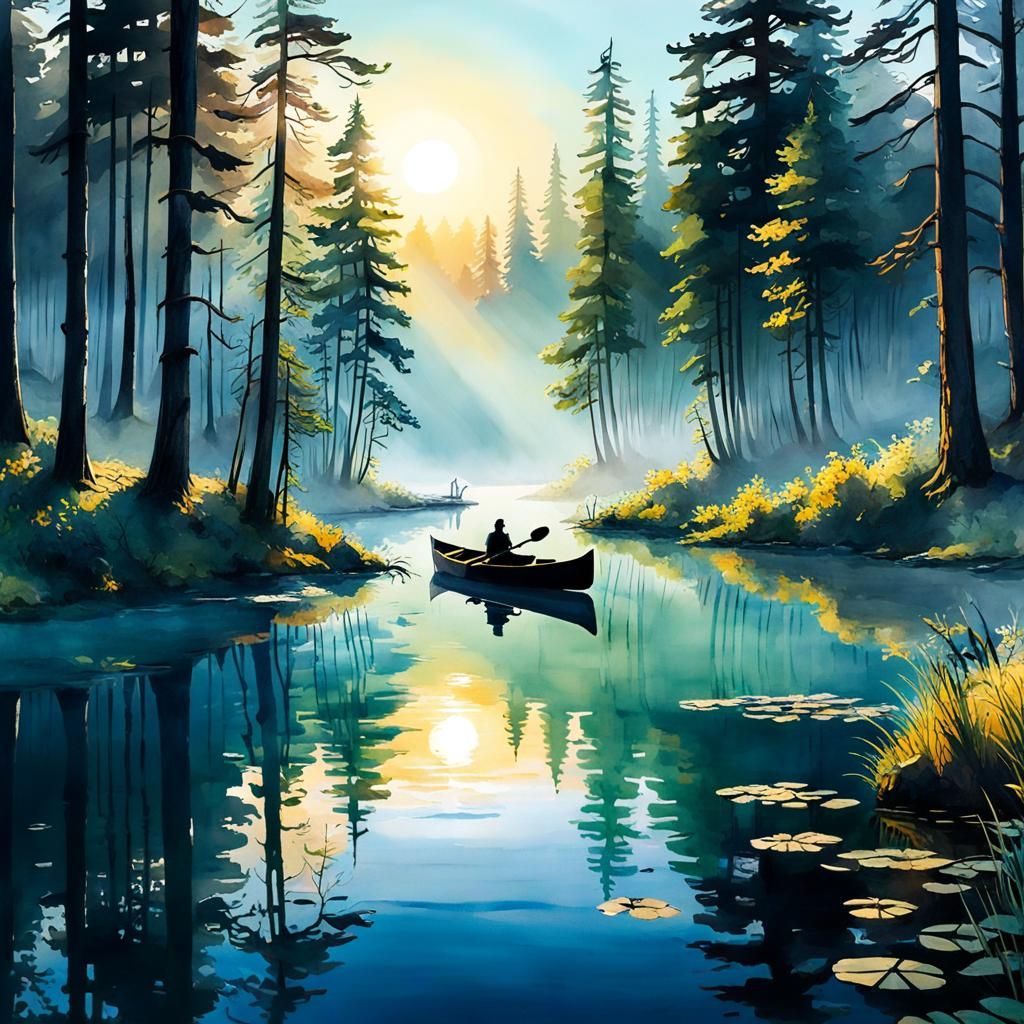 Tranquil Sunrise Voyage: Nature awakening to a new day
