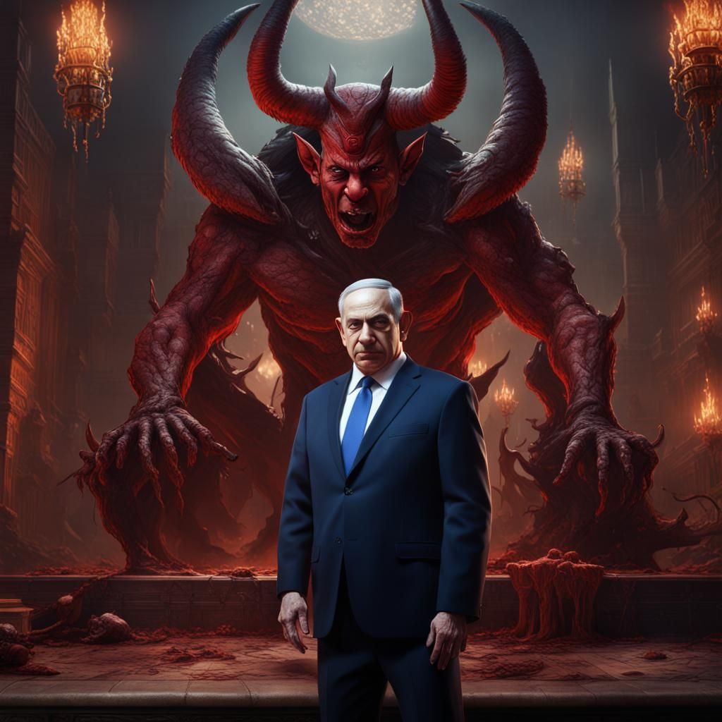 Netanyahu and the Devil - AI Generated Artwork - NightCafe Creator