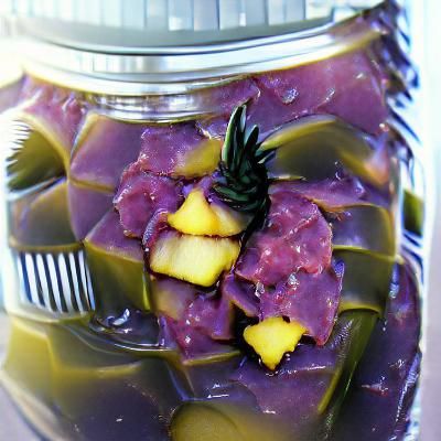 Purple pickled pineapple