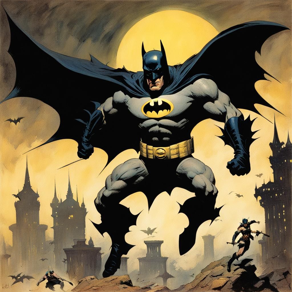 Frank Frazetta Batman - AI Generated Artwork - NightCafe Creator