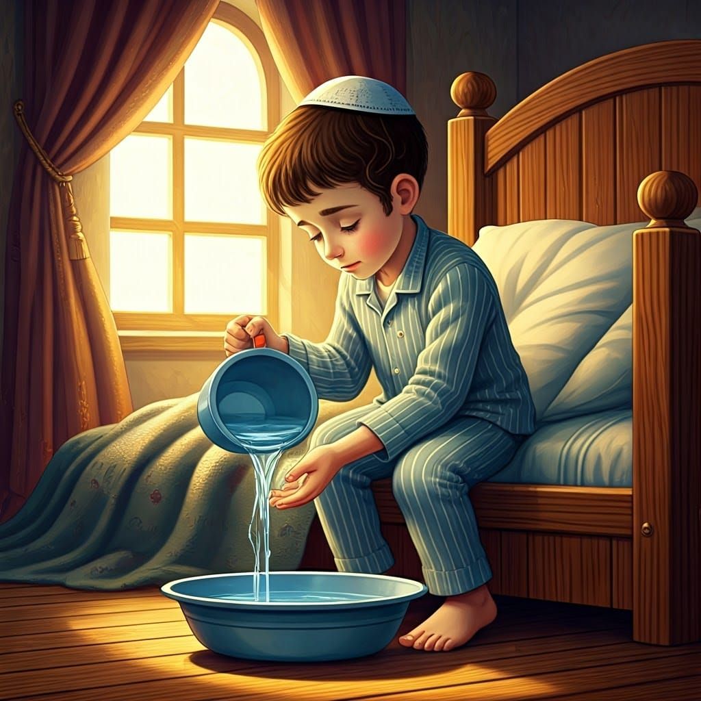 Cozy Jewish Boy's Morning Ritual in Classic Children's Book ...