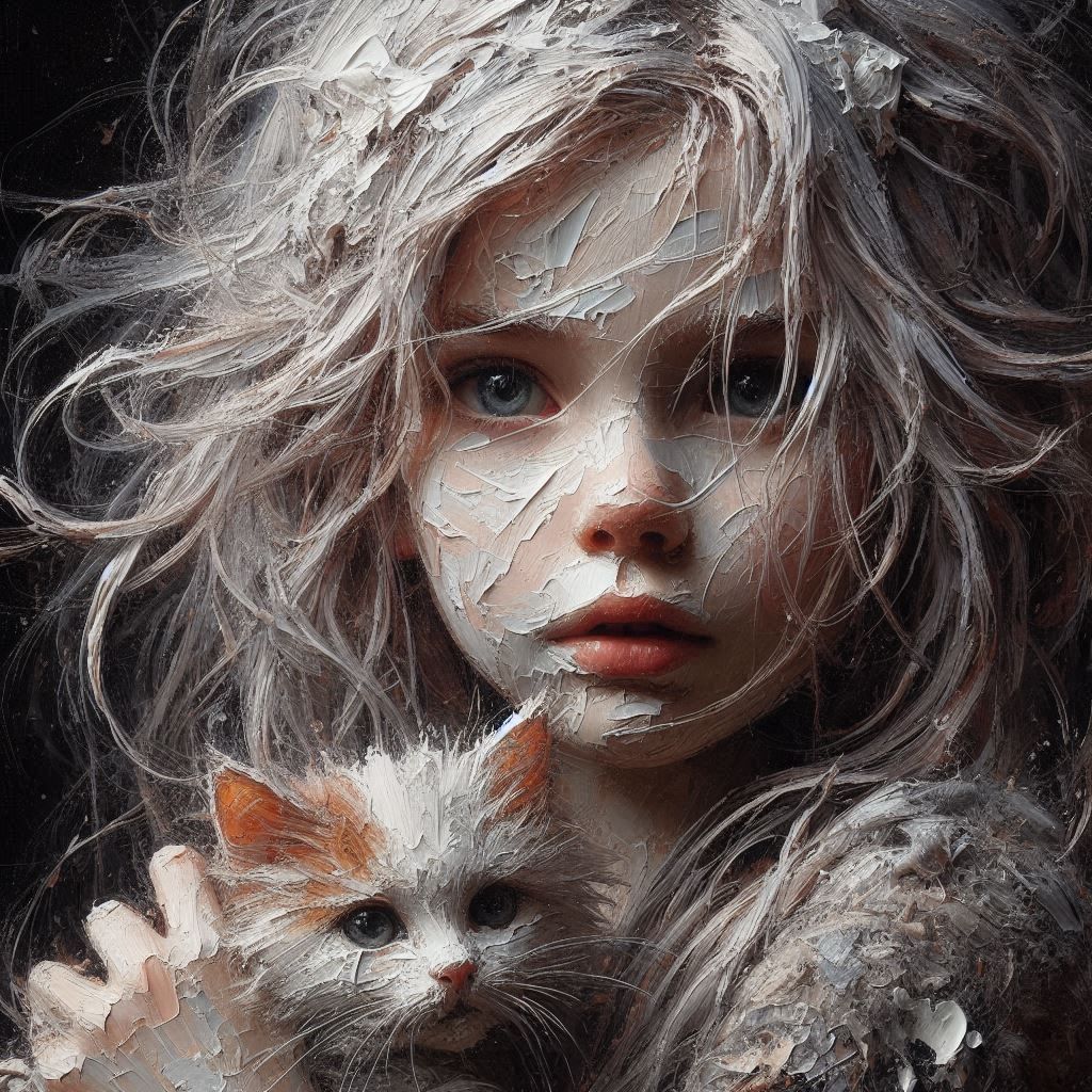 A Girl With Her Cat 1