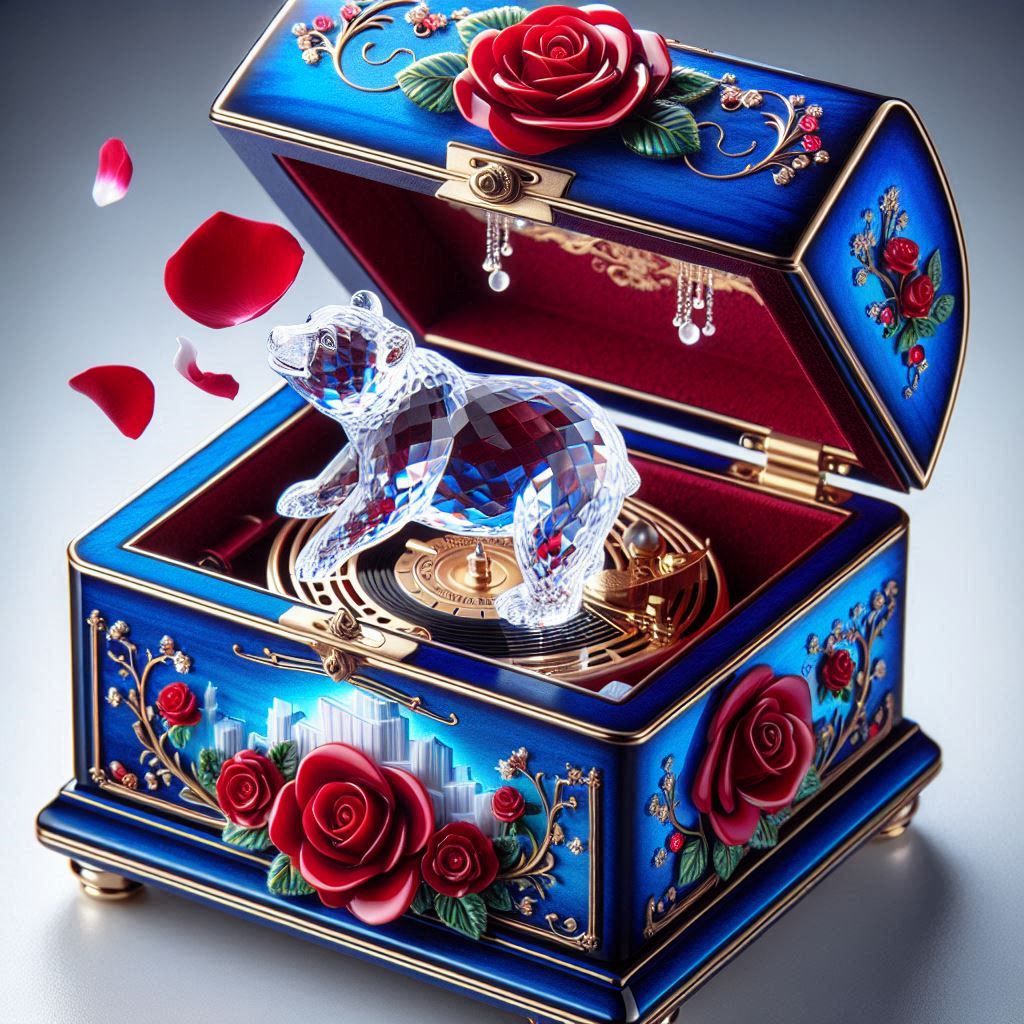 Decorative Music Box crystal polar Bear 2