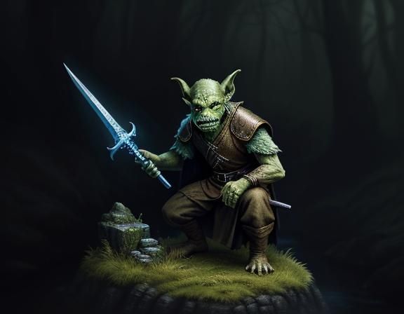 a goblin weilding in a small sword