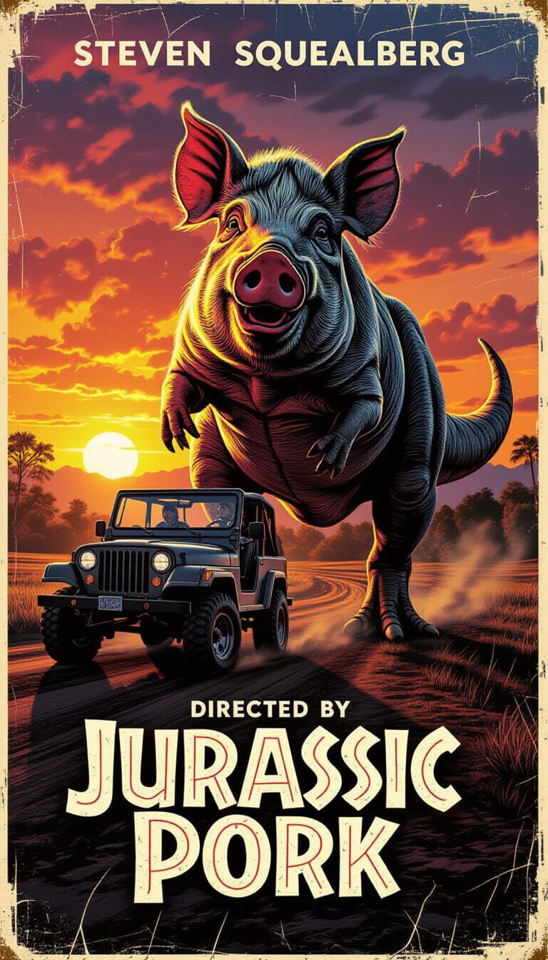 Jurassic Pork, Directed by Steven Squealberg