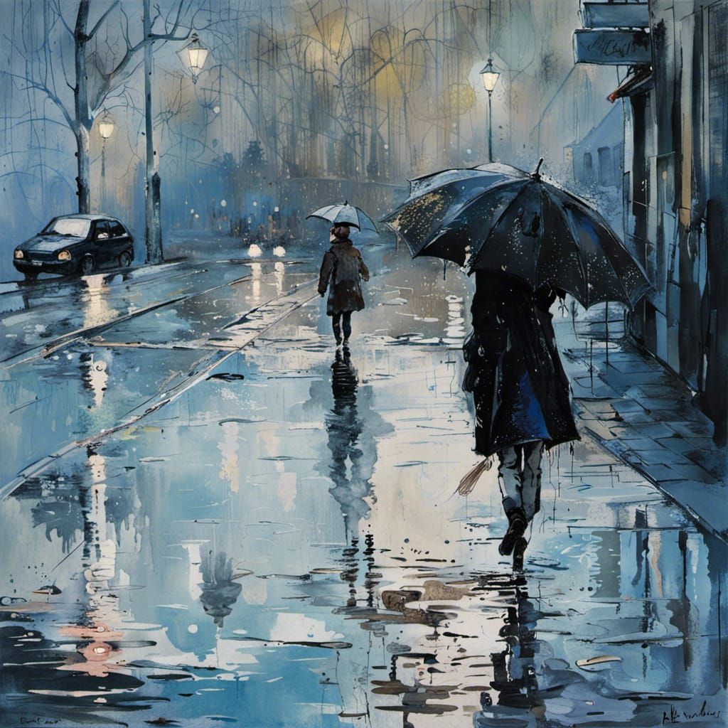 Wet walk home  by @Caroline