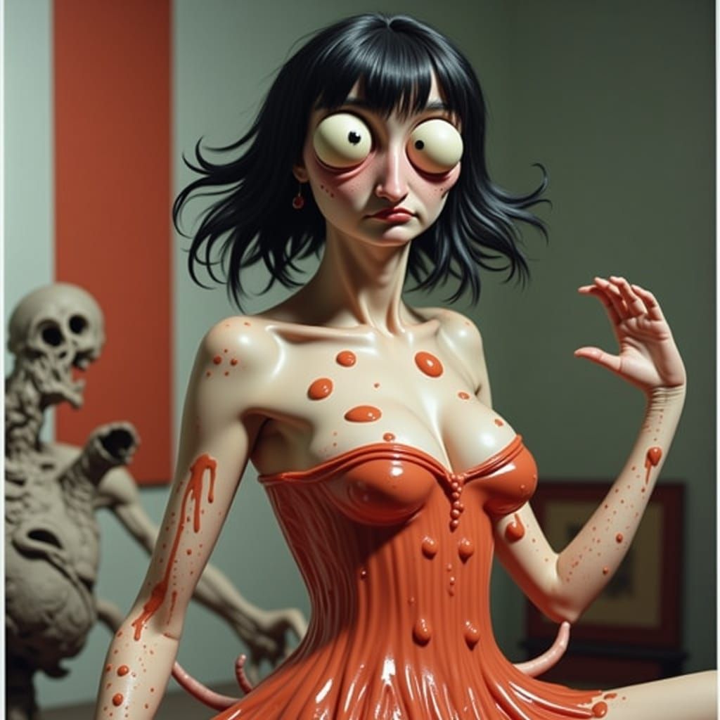 <lora:Fahrvergnuegen:1.0> The Squonk is an ugly warty beast, so shy and ashamed of its appearance that, when caught, it will dissolve into a...