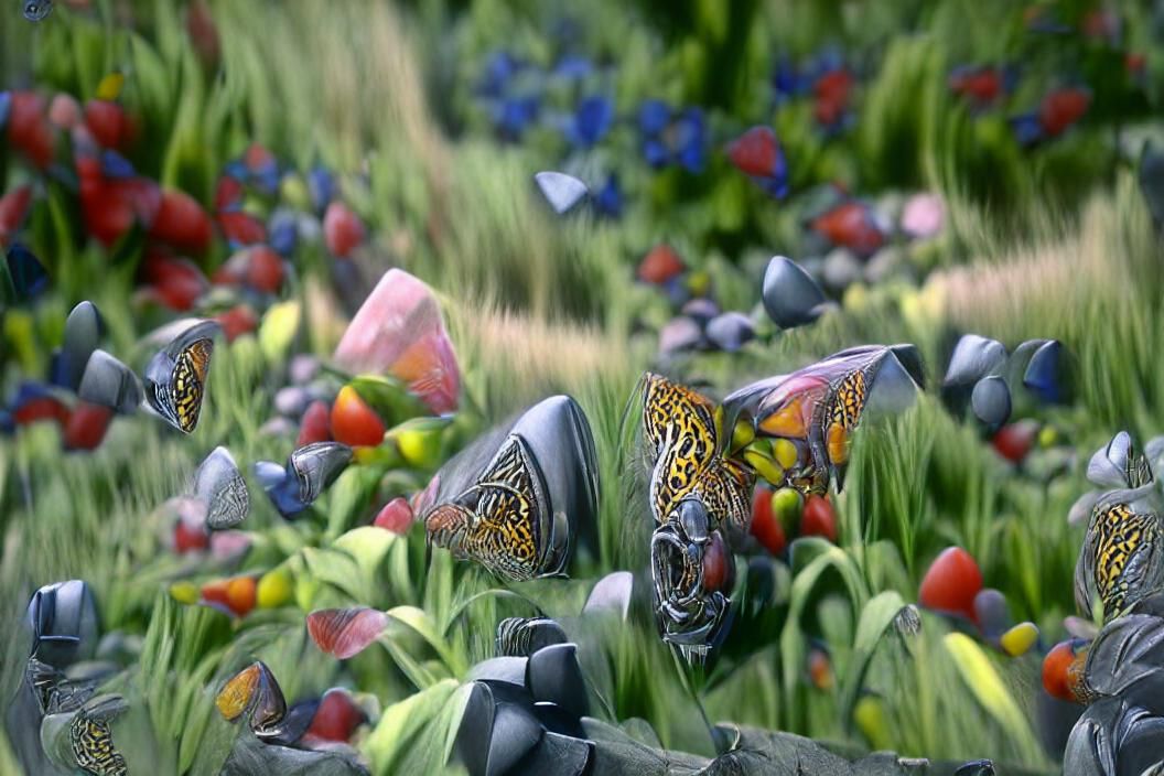 Beautiful coloured Butterflies in the flower garden AI Generated