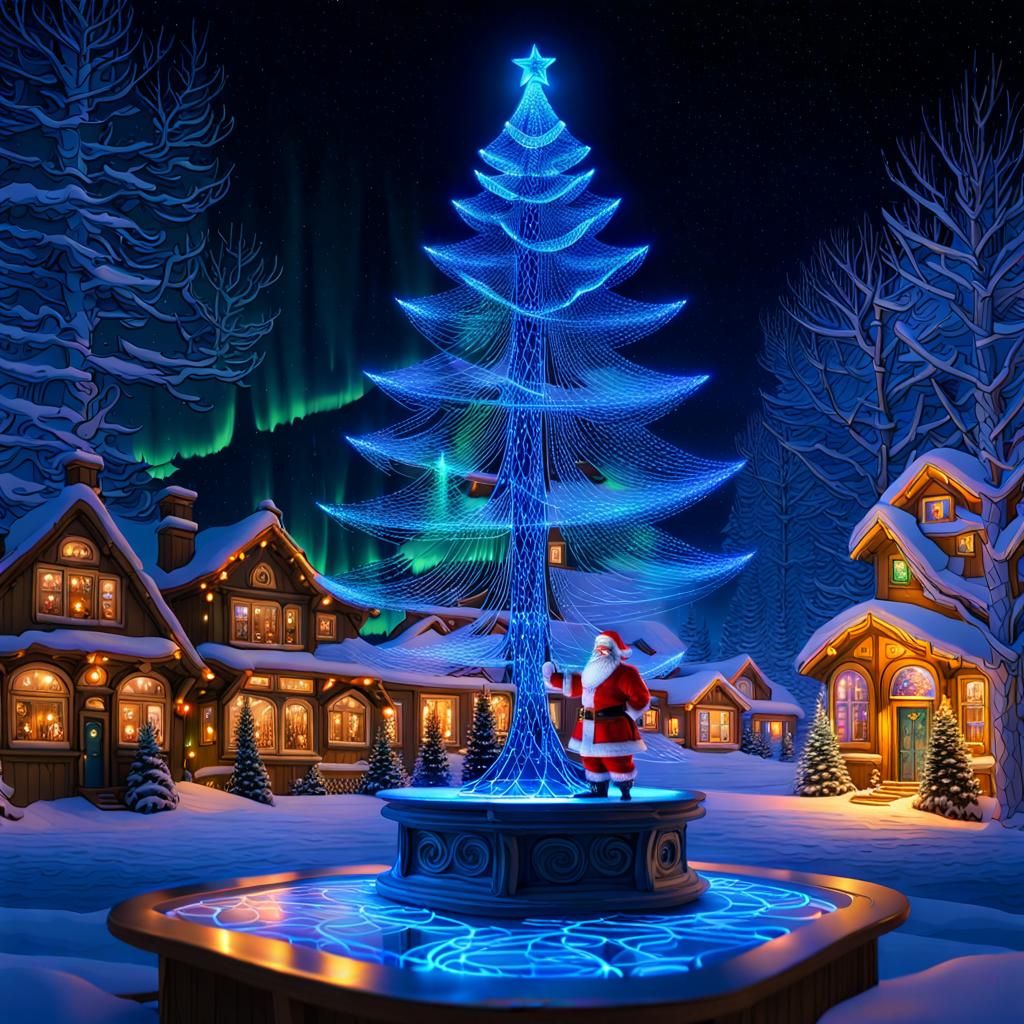 Hologram Christmas Tree Art - North Pole