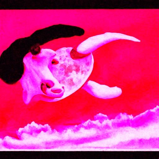 A cow jumping over the moon