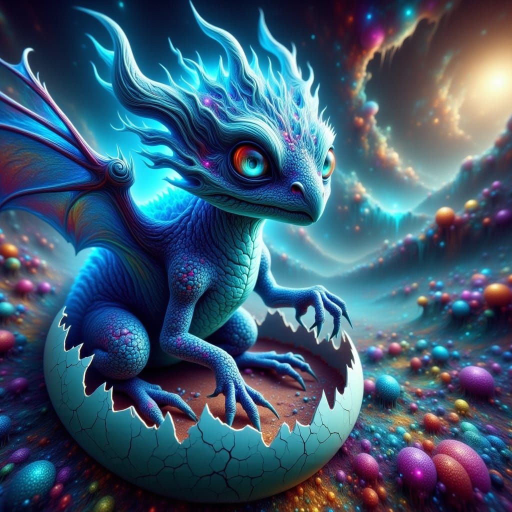Azure Drake Goddess in a Dream Realm