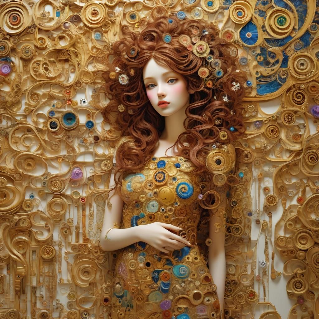 3D Vibrant Art by Gustav Klimt