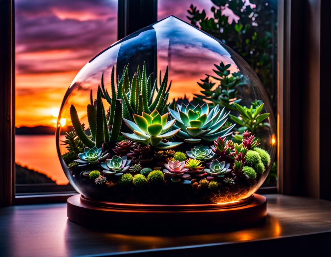 succulent terrarium   by @fiercebearart