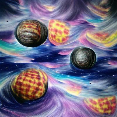 Checkered Galaxy with Planets: A Trippy Realism