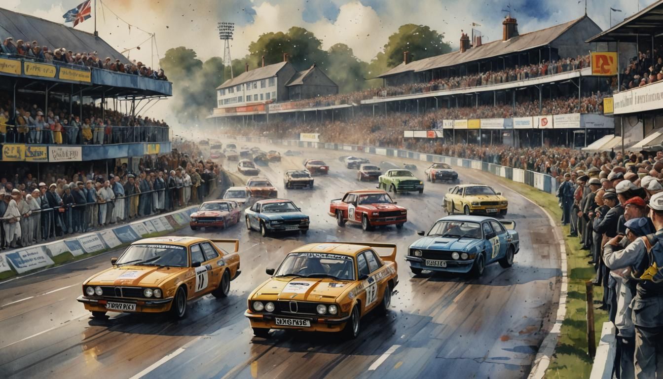  watercolour of a touring car race   by @rallyman