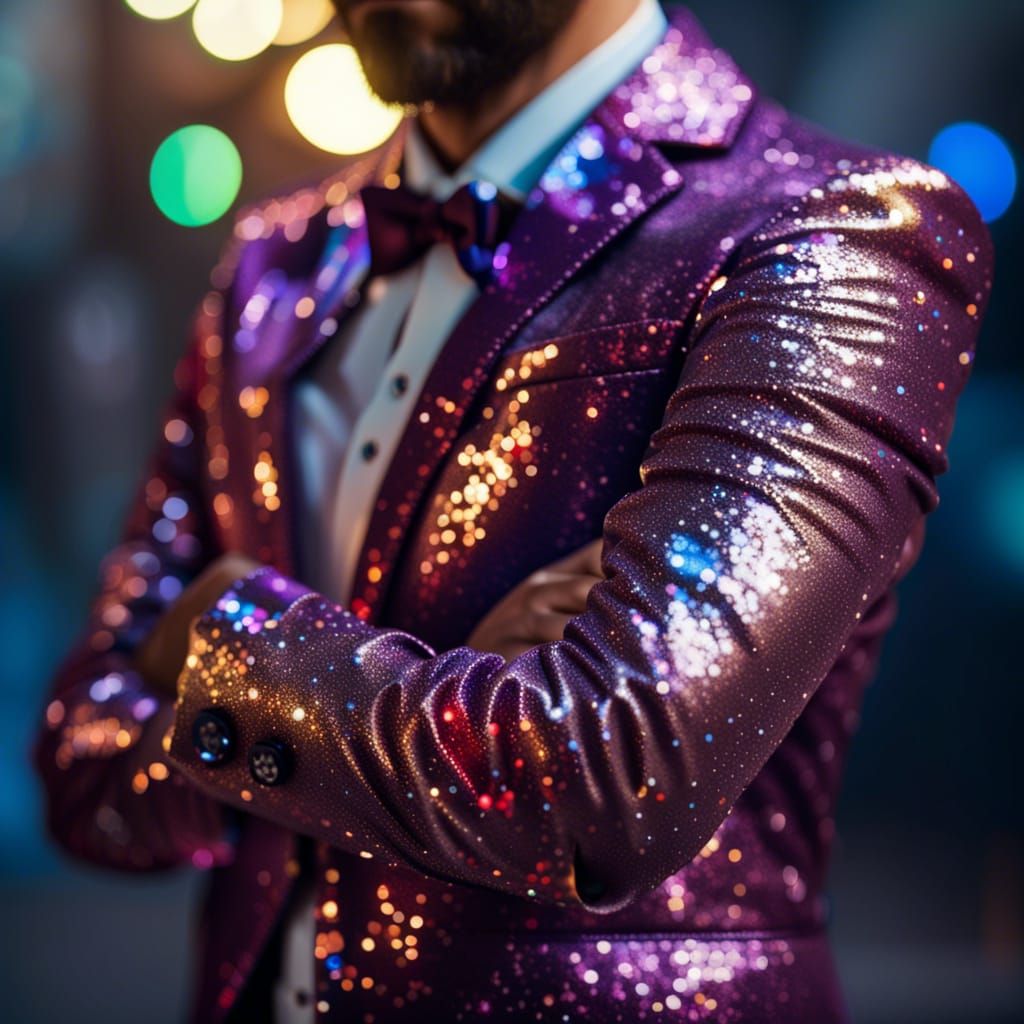 a suit everything  made of bright glitter