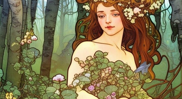 mermaid with flower wreath