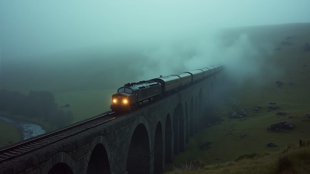 British Rail class 37 diesel  over the Ribblehead viaduct