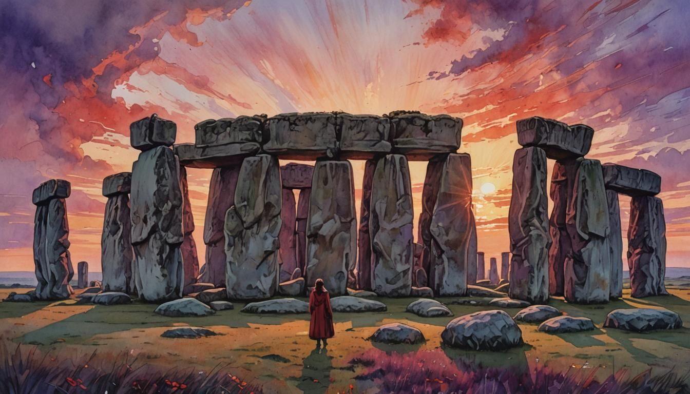 sunset at Stonehenge  by @Harmanna