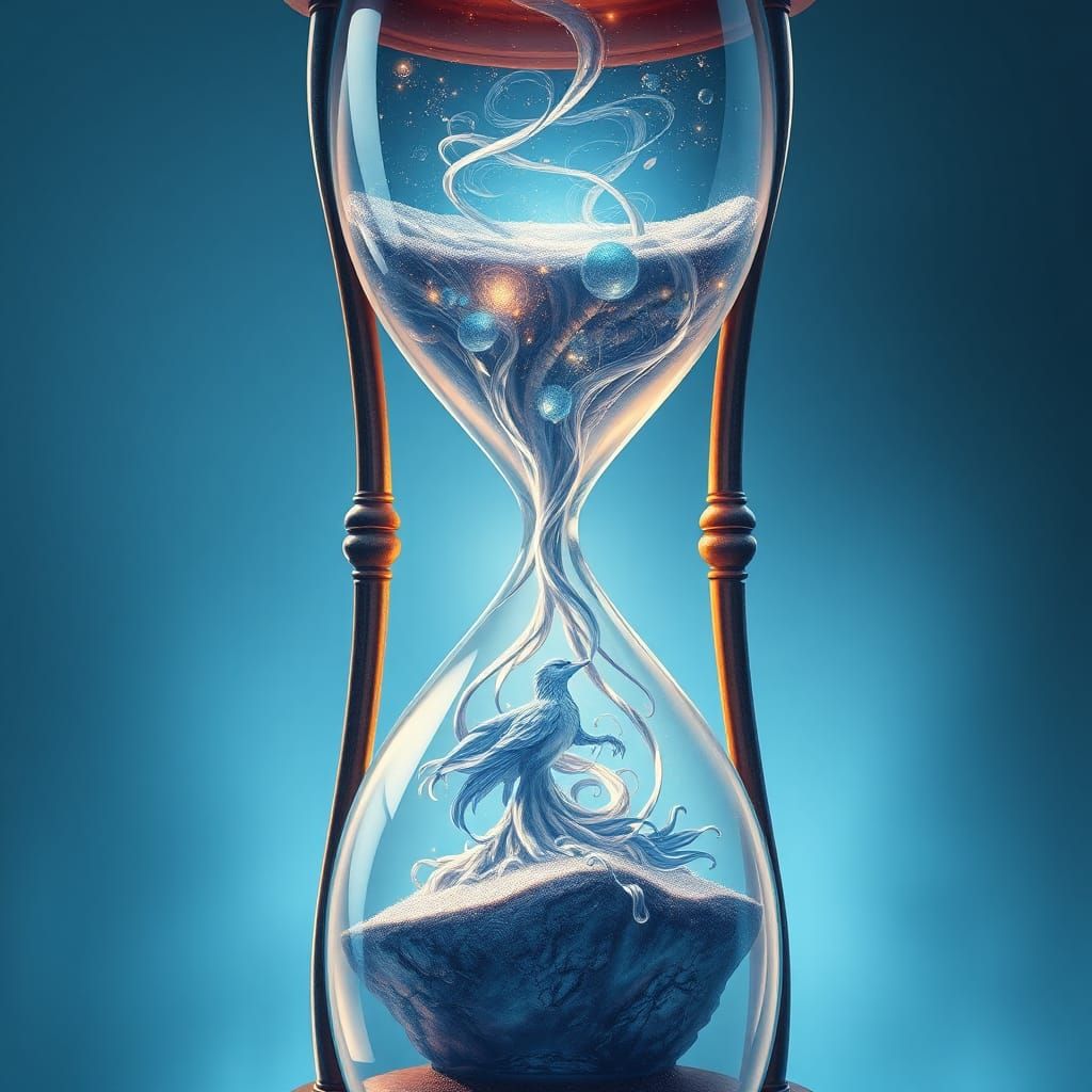 Hourglass Waterfall: Fantasy Double-Exposure Painting