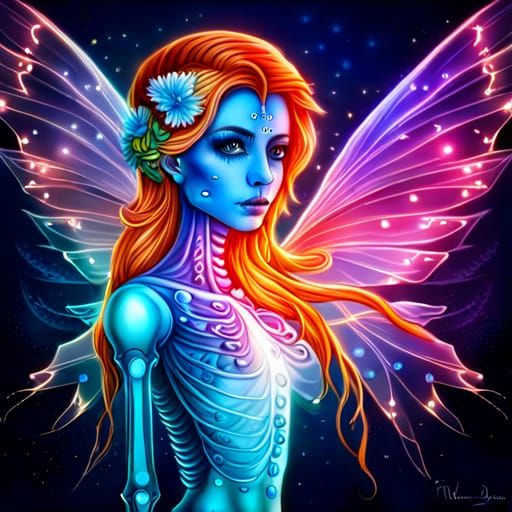 Beautiful blue skeleton fairy - AI Generated Artwork - NightCafe Creator