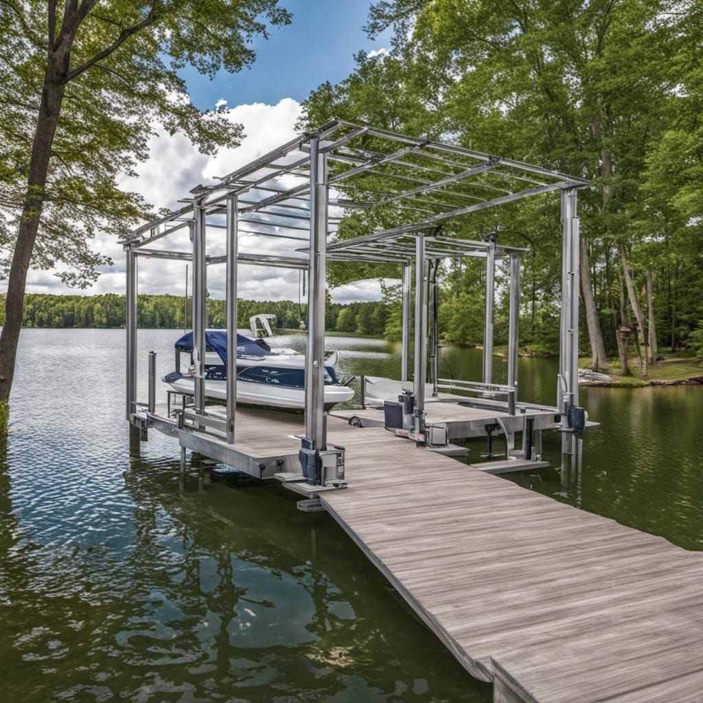 Aluminum Dock On Lake, Boat Lift - Ai Generated Artwork - Nightcafe Creator