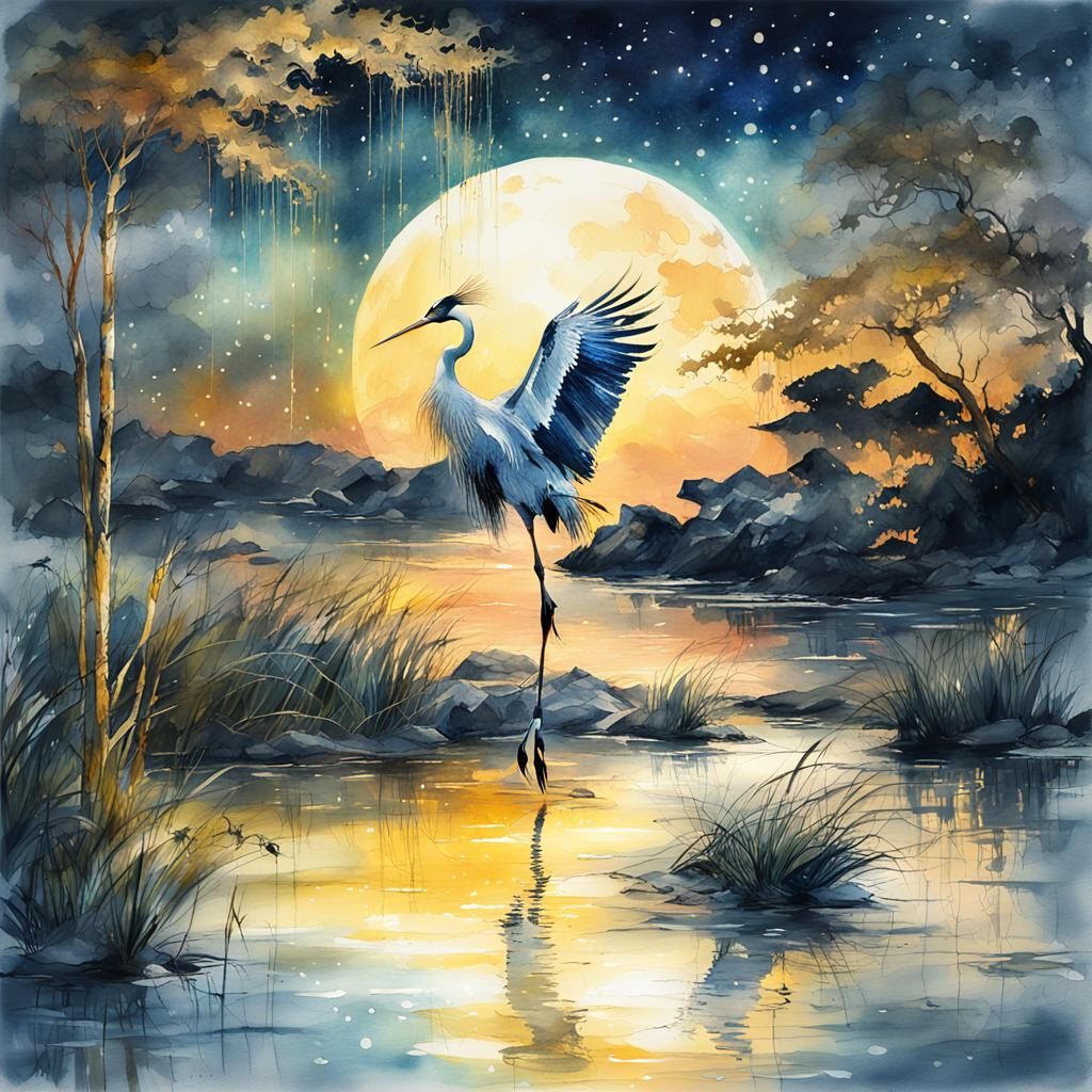 crane  by @pink flower