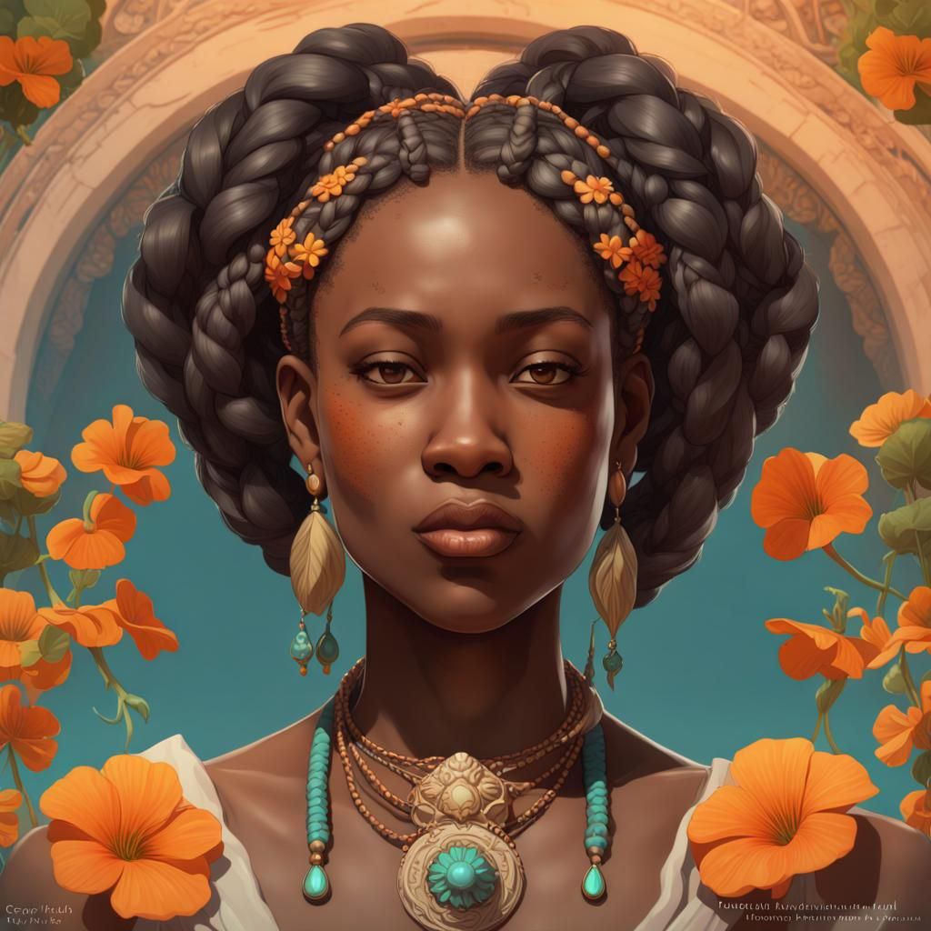 Sarah Ford Bonetta, the Yoruba princess. Her hair is braided short and ...