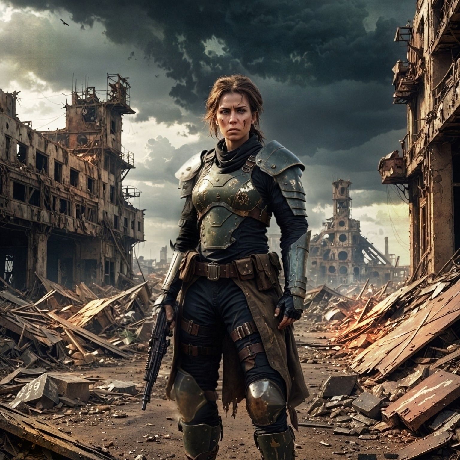 Woman warrior, futuristic, Postapocalyptic