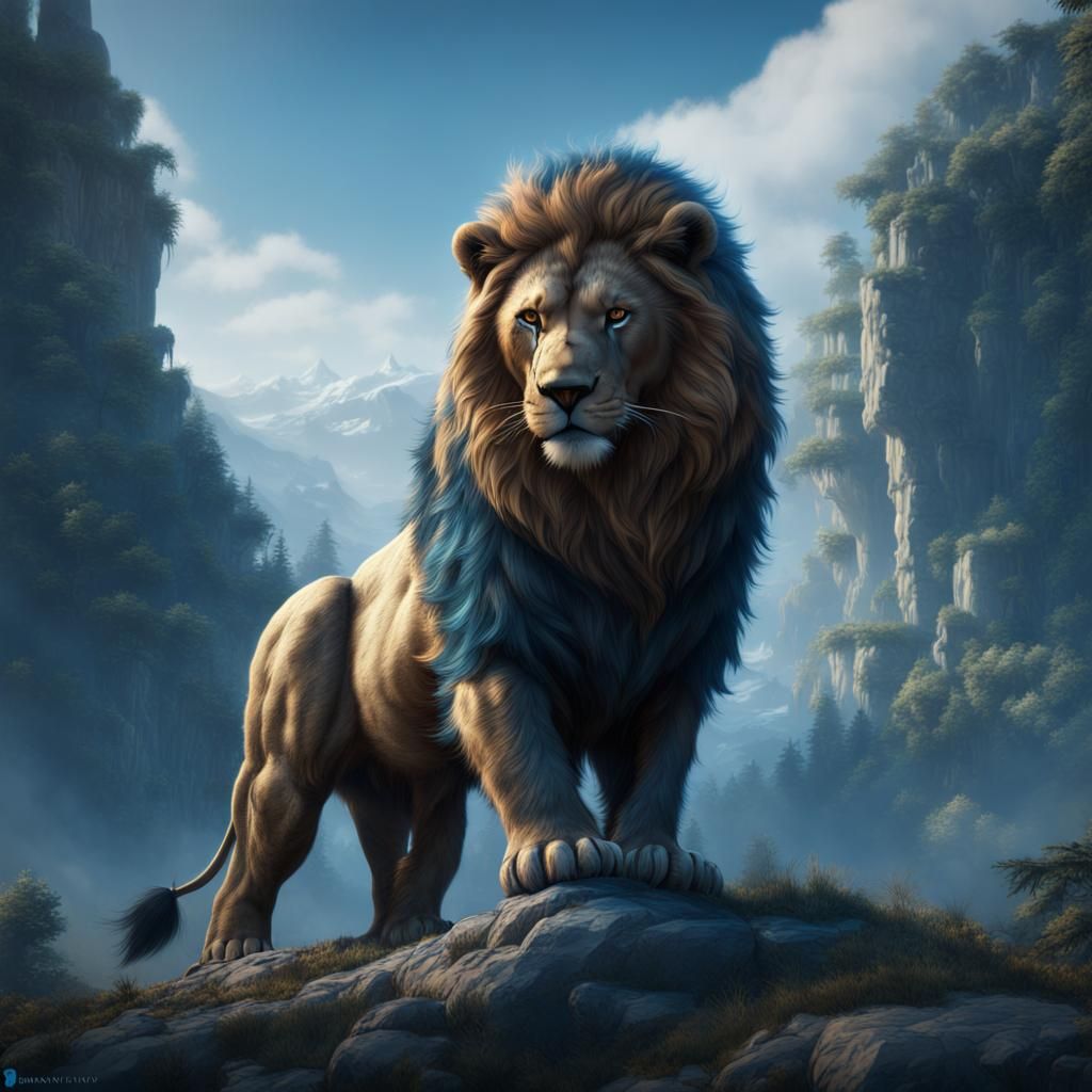 lion / bear that is blue