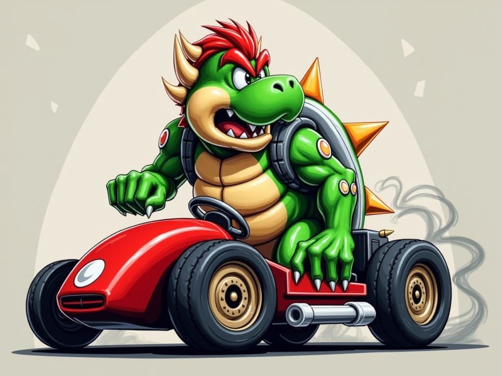 <lora:sprite:1.0> Bowser, Mario Cart