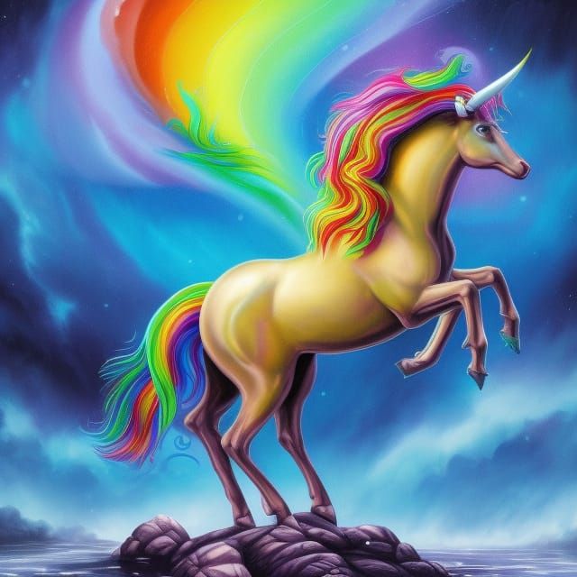 rainbow unicorn, waterfall - AI Generated Artwork - NightCafe Creator