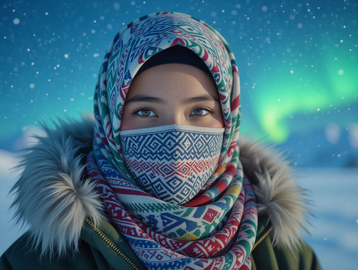 Inuit Wearing Mask to Protect Frost bite