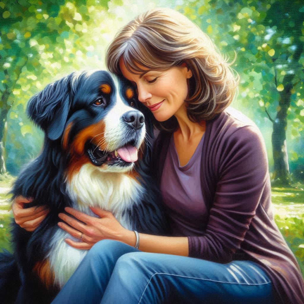 Woman with her dog.