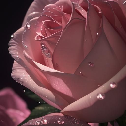 Flower rose pink with raindrops close up and sparkle like a ...