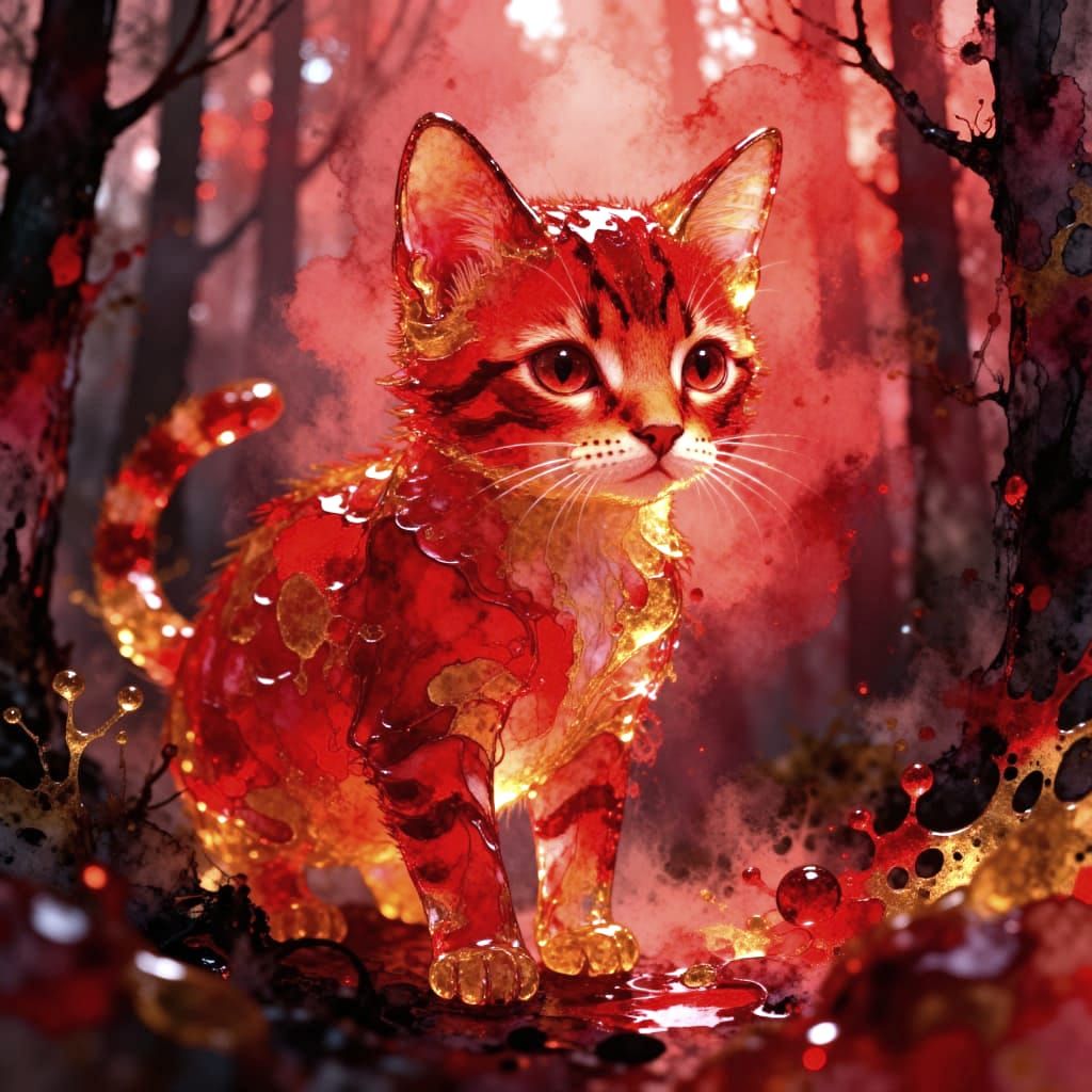 Cat red <lora:Glass animals:1.0>