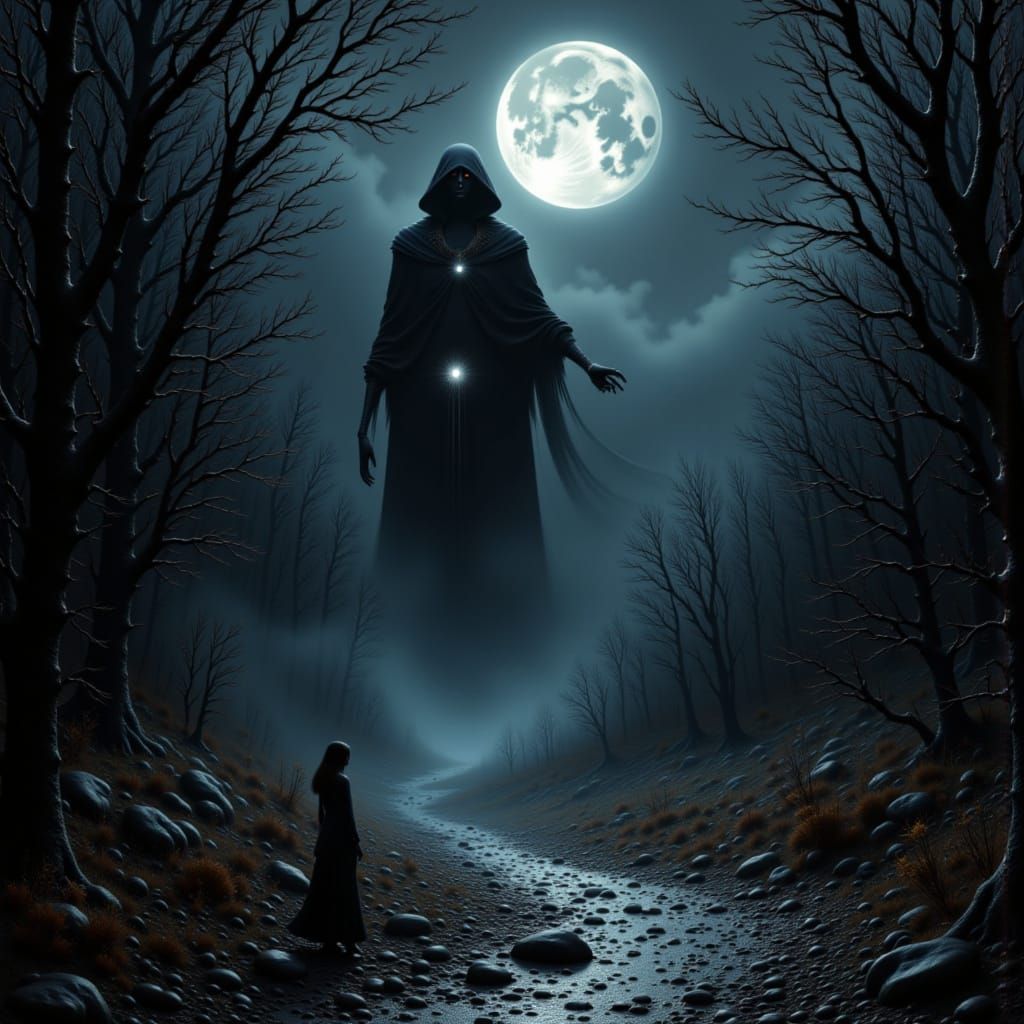 Dark Gothic Horror Landscape in Giger and Burton Style