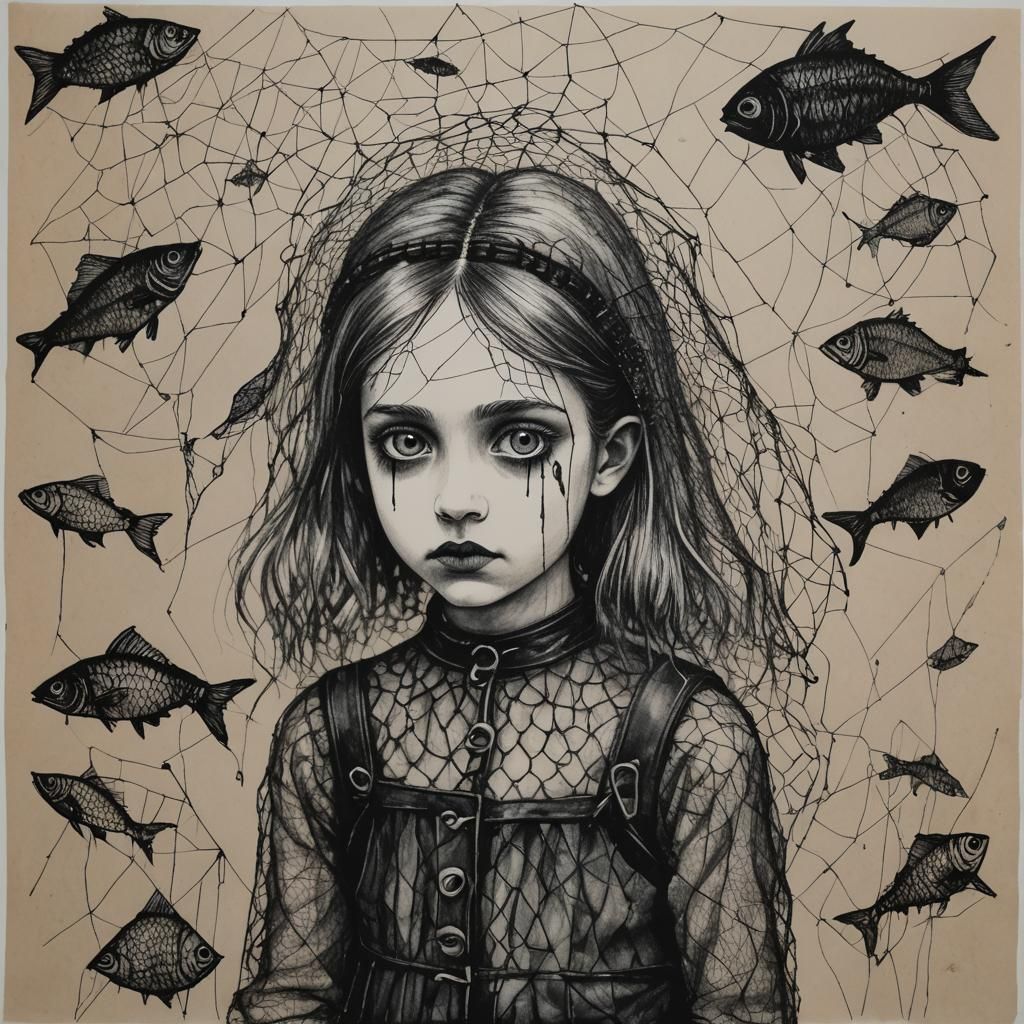 Kids Crayon drawings ,surreal child's drawing Of a sad, gloomy, Goth ...