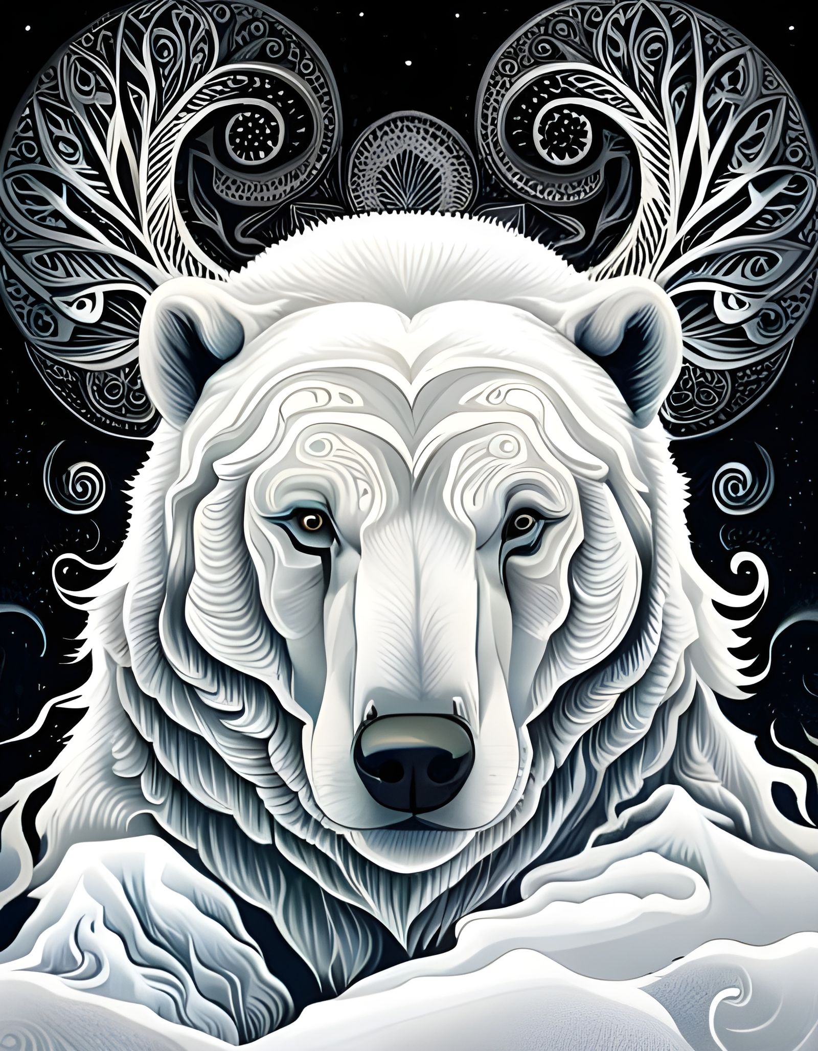 White Ink Polar Bear🤍