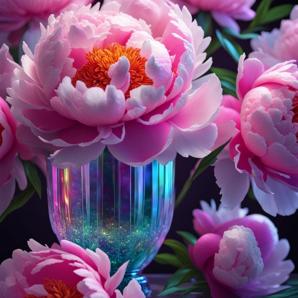 Vase of peonies