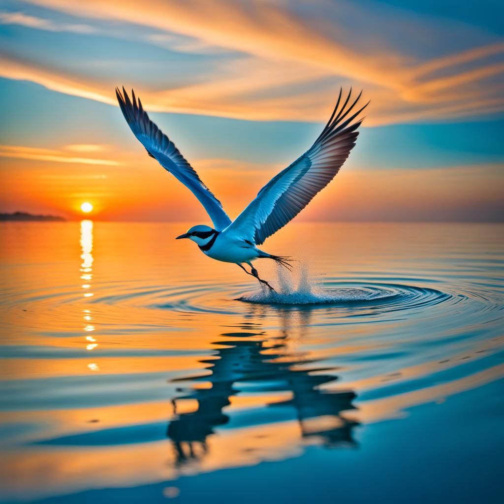 Bird flying over azure blue waters!!!!
