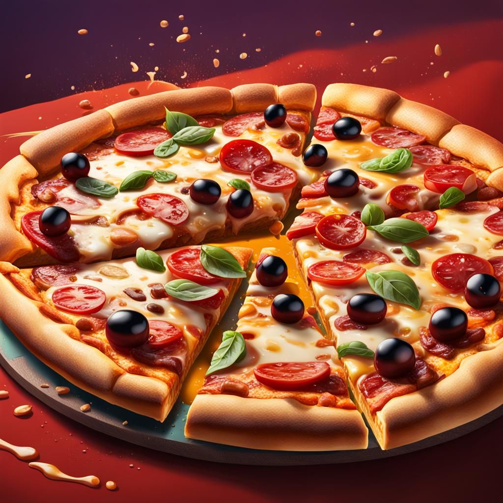 a digital painting of a mouth-watering pizza, showcasing its delicious ...