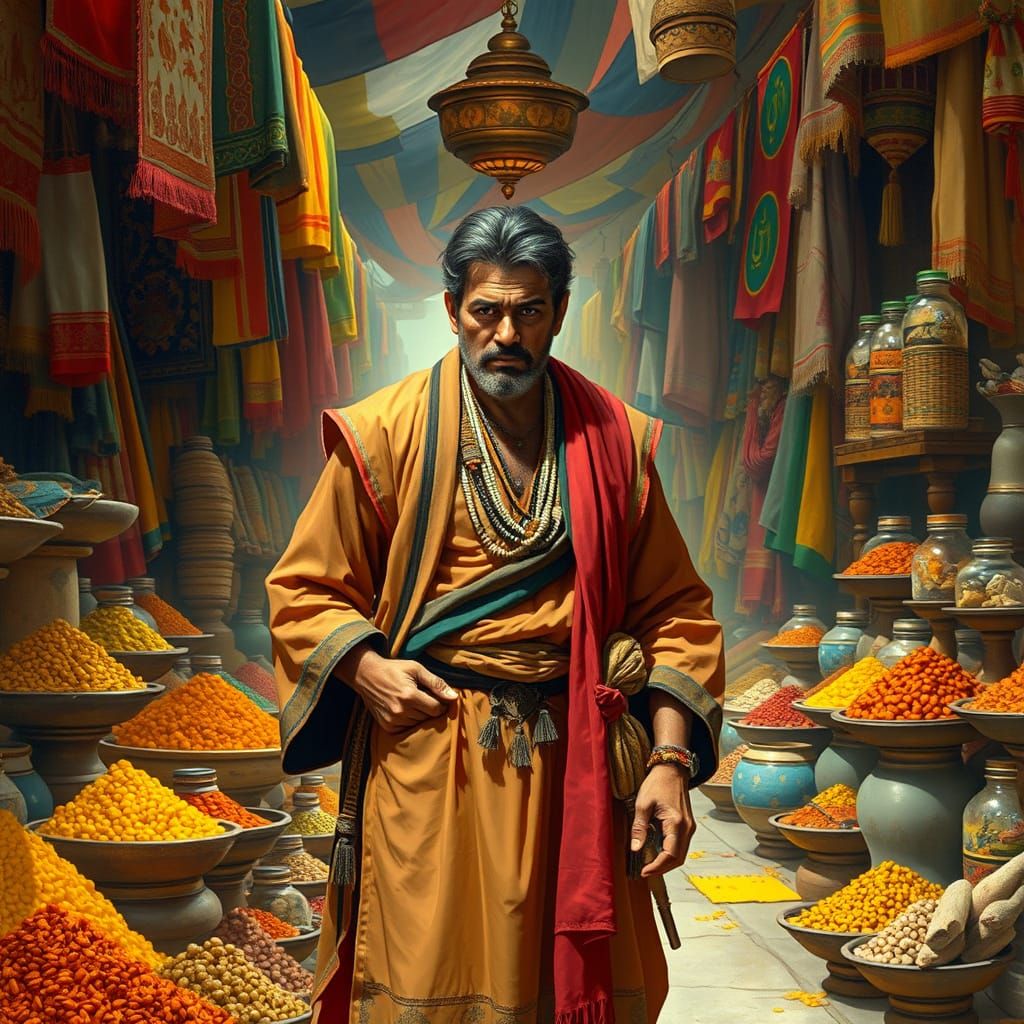 Man in Marketplace in a Fantasy Art Style