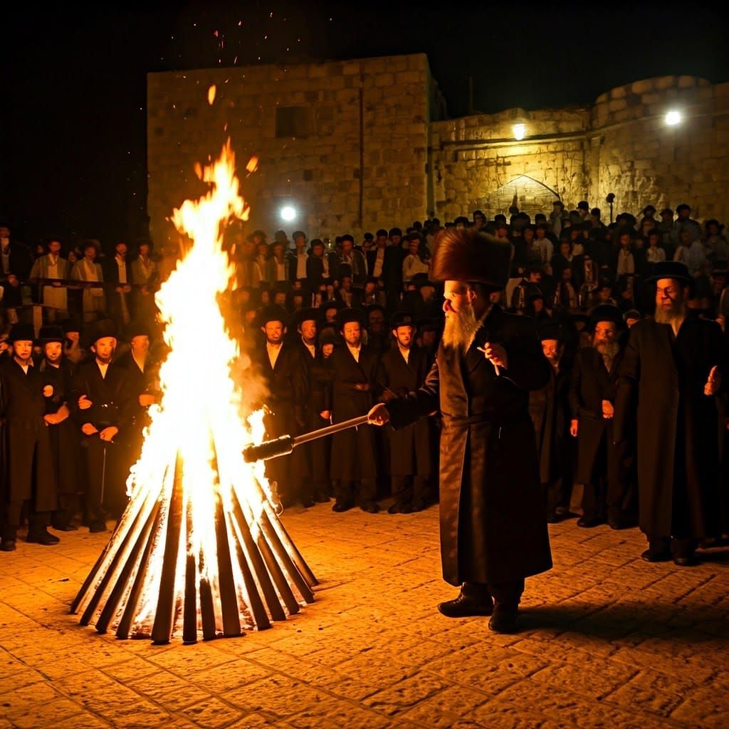 Orthodox Rabbi Ignites Bonfire in Meron, Israel