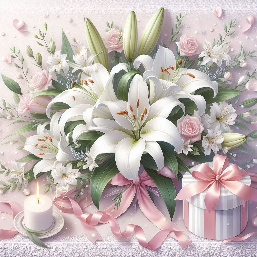 White Lily Flowers Gift